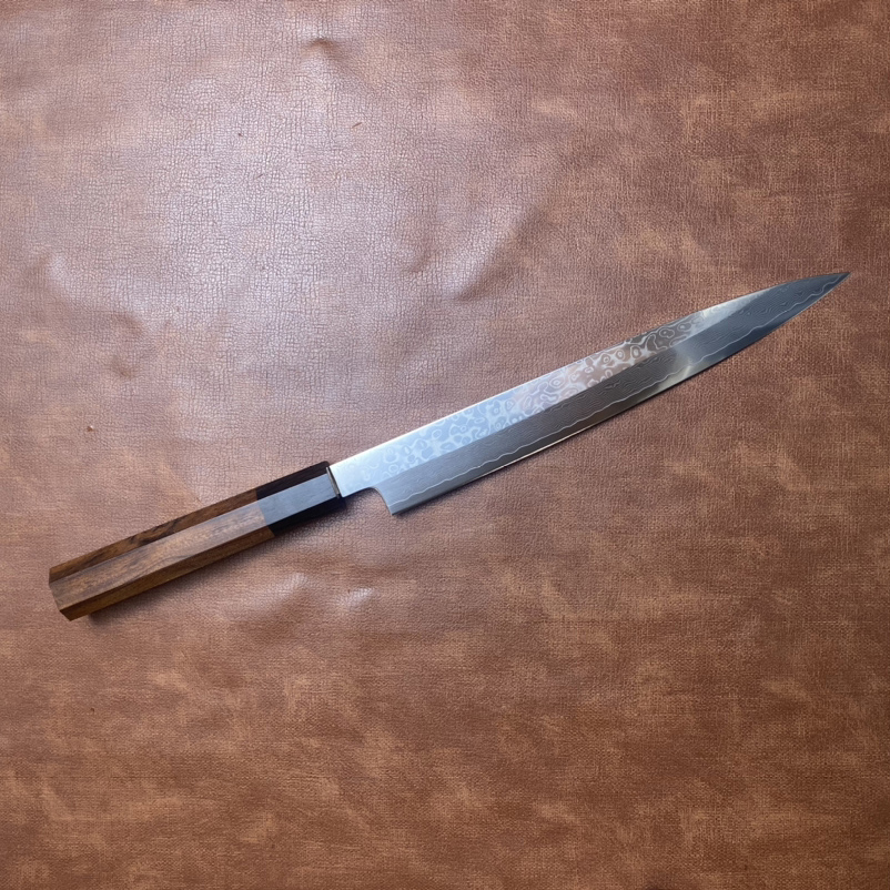 Oud Wood Chip - Sashimi Knife Damascus VG10 Steel Single-edged