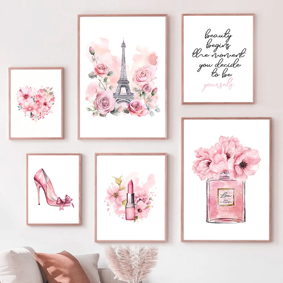 Paris Fashion Art Poster Pink  - Perfume Villa Fragrance 评论和价格